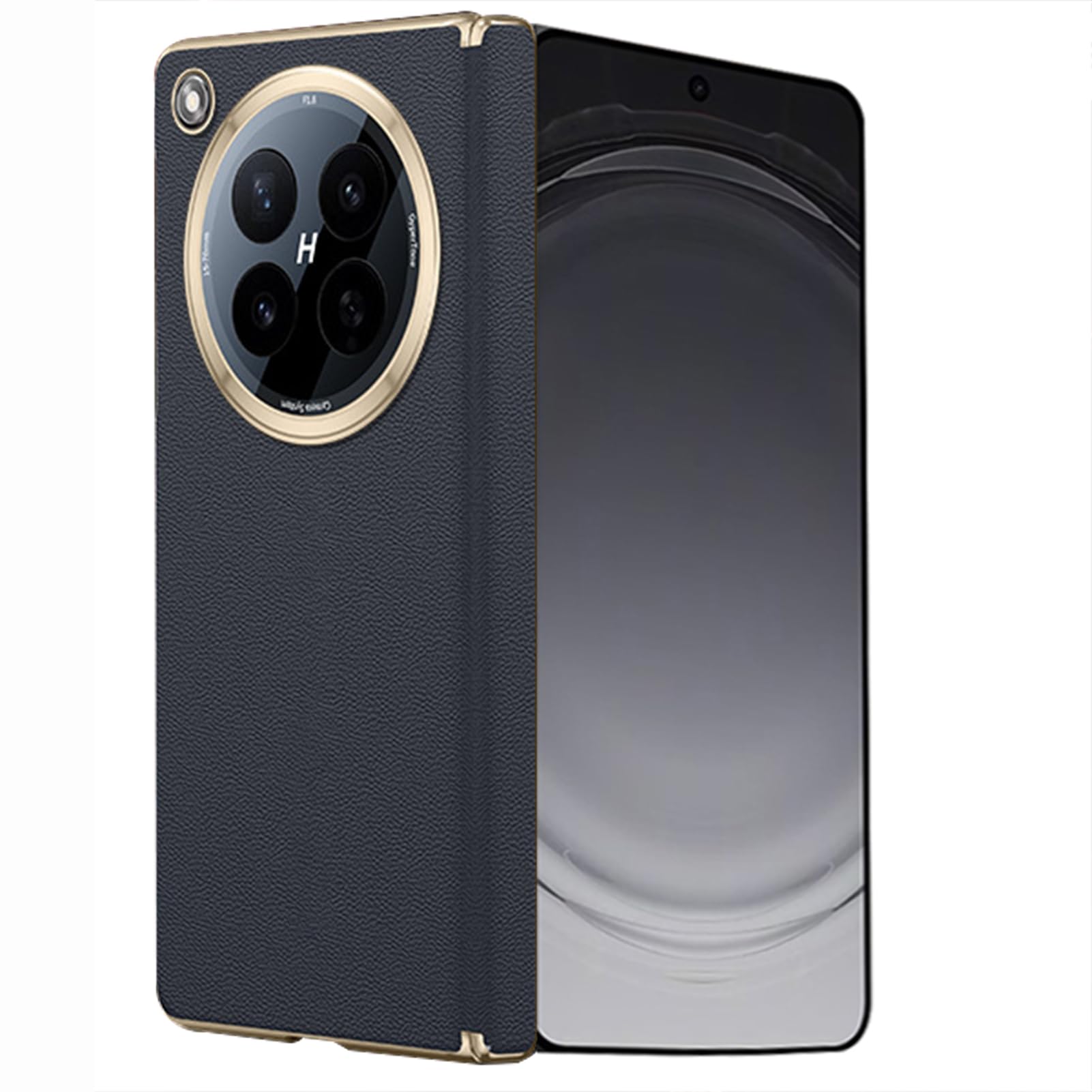 LUOTANL Magnetic Case for Oppo Find N6, Support Wireless Charging Leather Cover Hinge Shockproof Electroplated Gold Edge Cases,Blue,N6