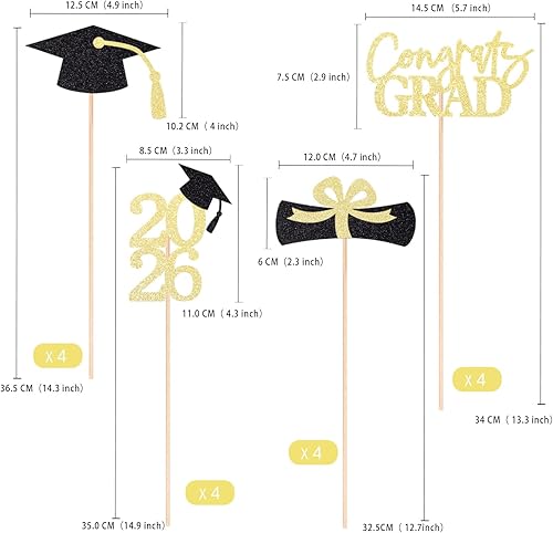 Miniatura 2 de Centros de mesa de graduación de clase 2026 para mesa, centros de mesa de fiesta 2026, suministros de fiesta, decoración de fiesta de graduación