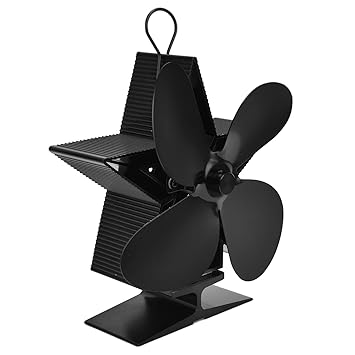 Wood Burner Fan, Zinc Alloy Heat Resistant Heat Stove Fan 4 Blades for Indoor for Living Room for Home