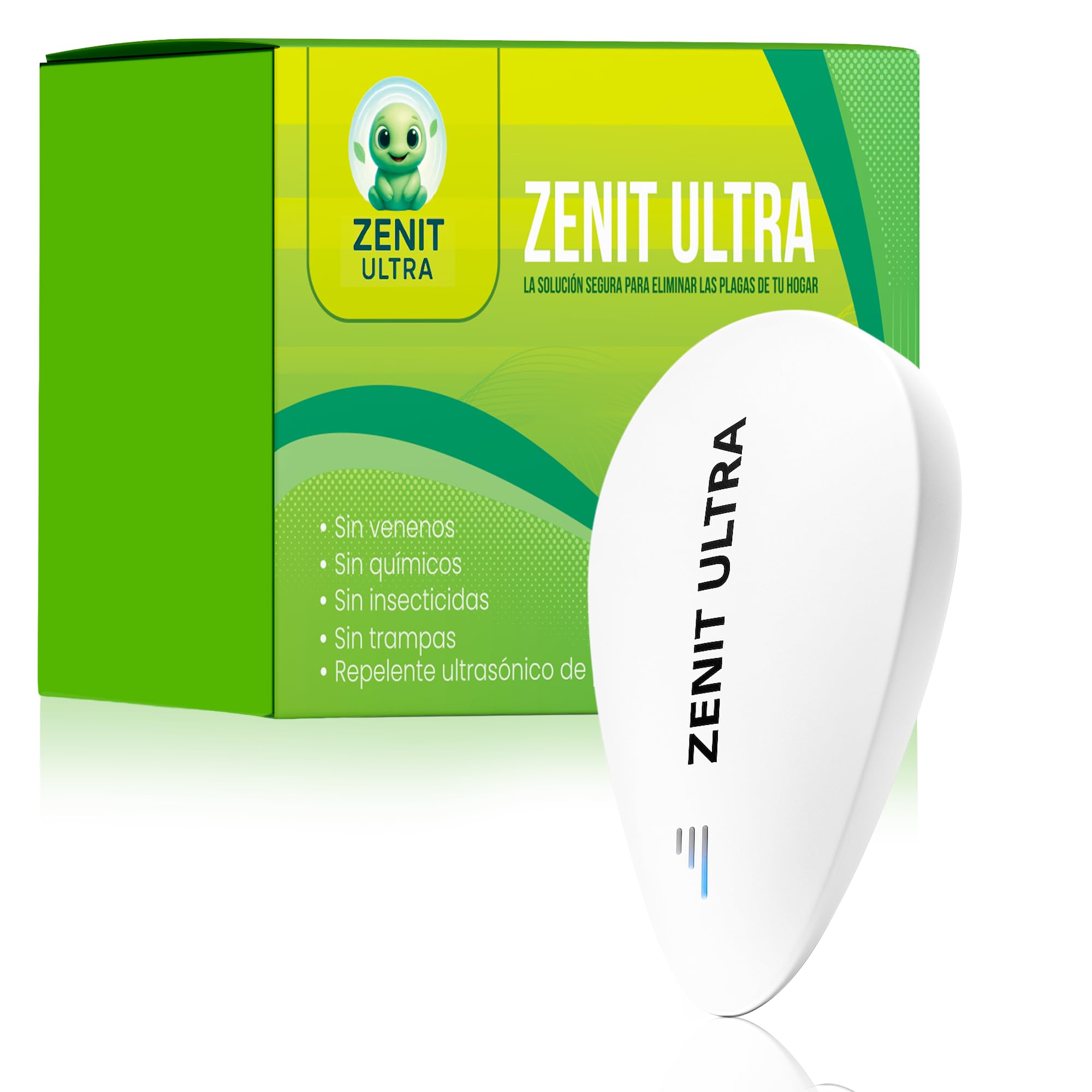 ZENIT ULTRA Repelente Ultrasonico Mosquitos Antimosquitos Electrico Ahuyentador Cucarachas Ratas Ratones Chinches Plagas Control Profesional Hormigas Enchufe Electronico 1 Ud