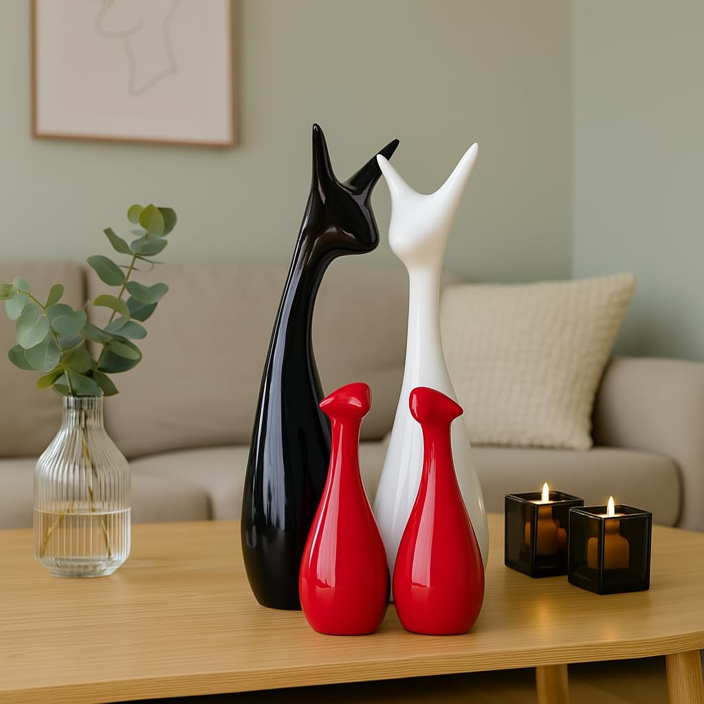 Lucky Deer Family Statue - Home Decor Ceramic Figures -1