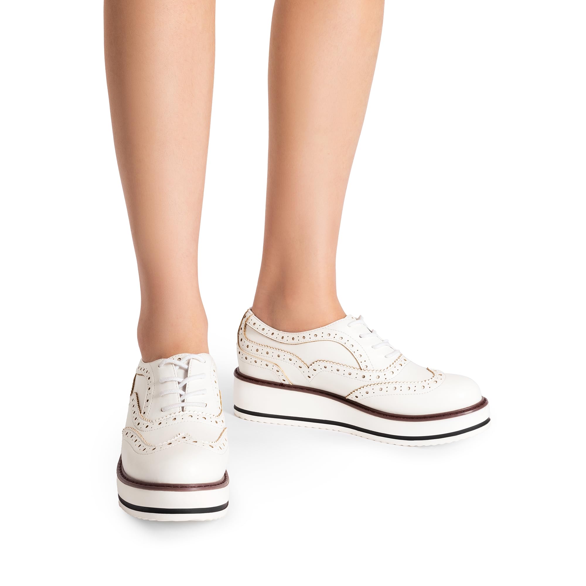 DREAM PAIRS Scarpe da donna con plateau Oxfords Lace-up Wingtips Round Toe Dress Shoes