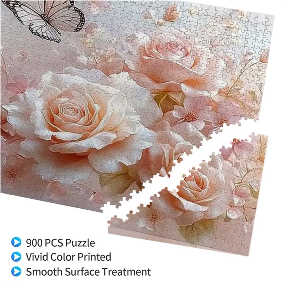 Puzzle Papillon 900 Pieces Fleur Puzzle Adultes 87 x 34 cm DIY Difficile Classiques Jigsaw Panoramique, Adulte Jeu éducatif, 2025 Bois Jigsaw Art Impossible Famille Challenge, Cadeau pour Femme I-8