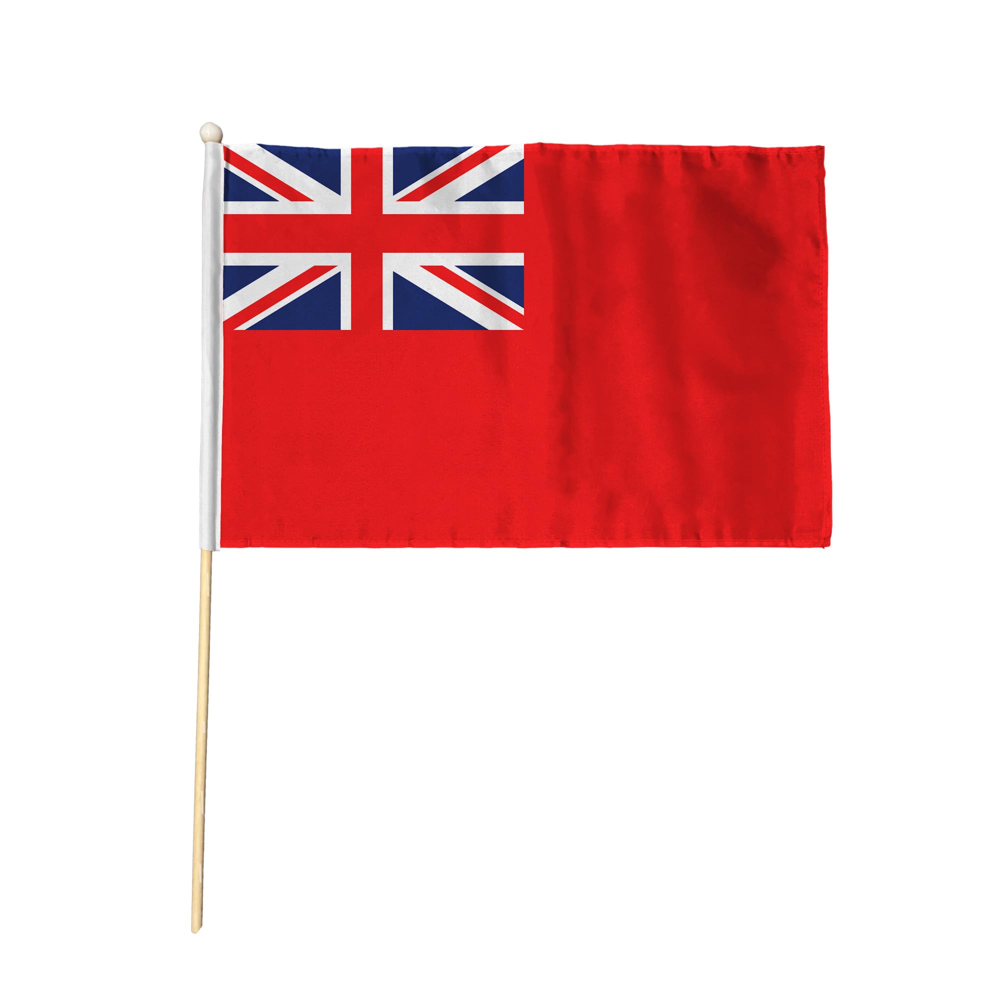 Flagtex Red Ensign Pack of 2 Hand Waving Flag (18x12 Inch Large) - Premium Wooden Stick Hand Flag Big Size Natural Wood Pole British Merchant Navy Maritime Ensign Events — image 1