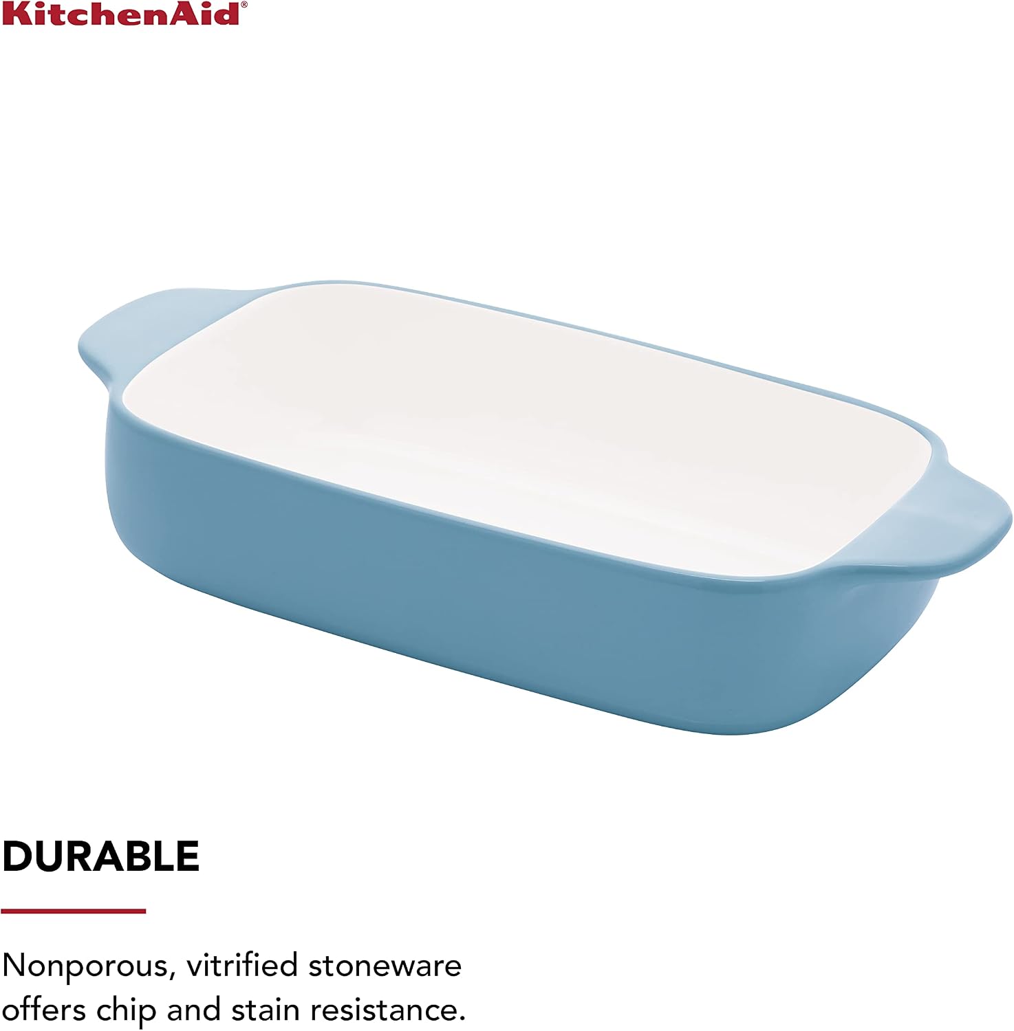 KitchenAid Loaf Pan Vitrified Stoneware, 5in 9in 2.25in, Blue Velvet
