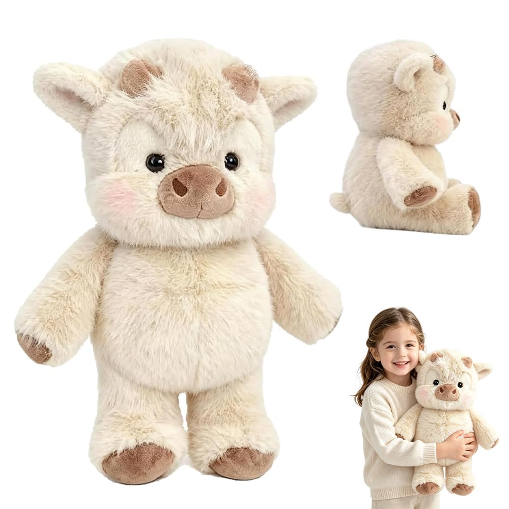 Jonuin Running Highland Cow Plush Toy, 45cm Interactive Highland Cow Plush with Moving Legs, Soft Furry Stuffed Animal Stress Relief & Emotional Support, Running Plushies Highland Cow for Kids Adults