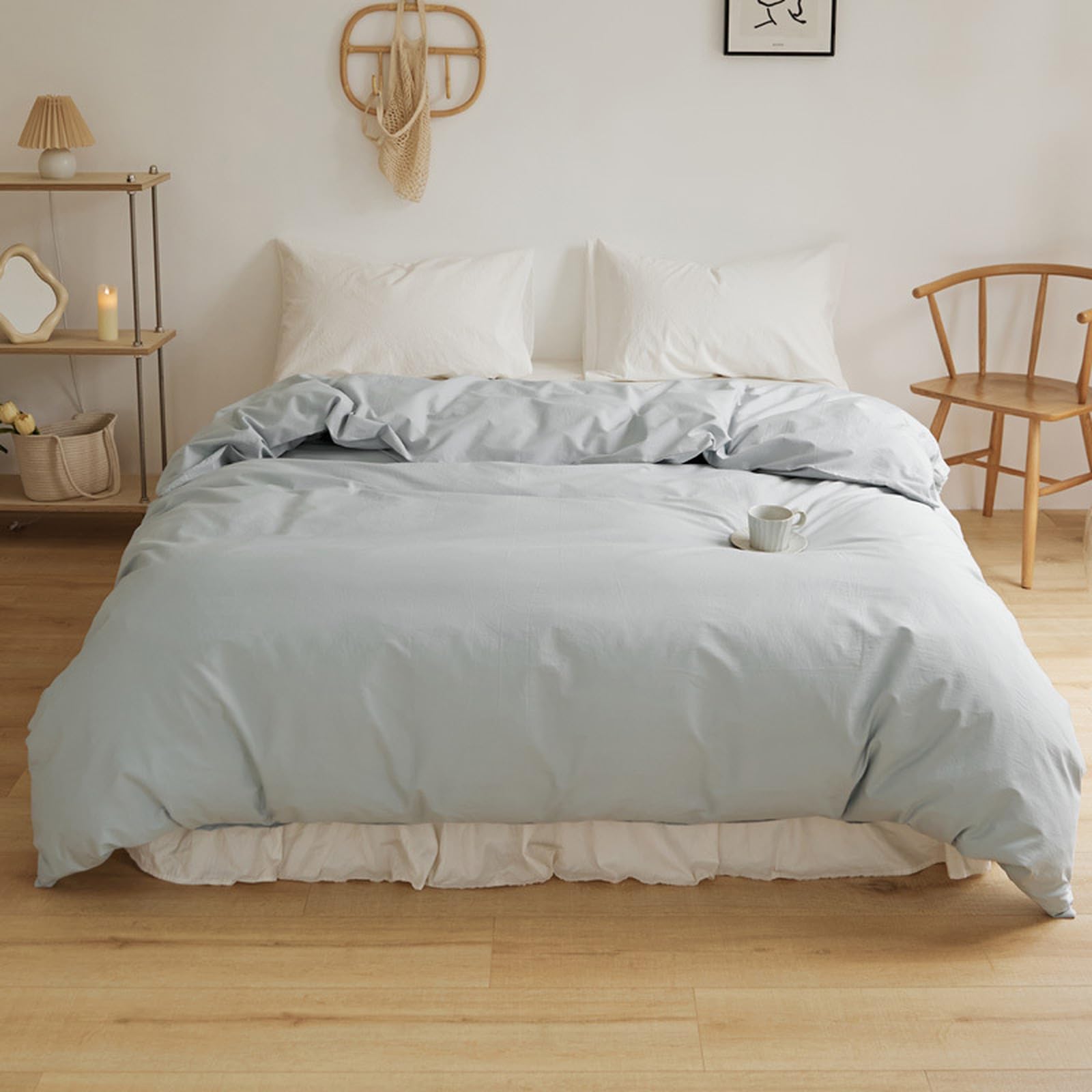 Bettwäsche Bettbezug 180 x 220 cm Hellblau aus 100% Baumwolle weiche und komfortable Ganzjahres Bettwäsche