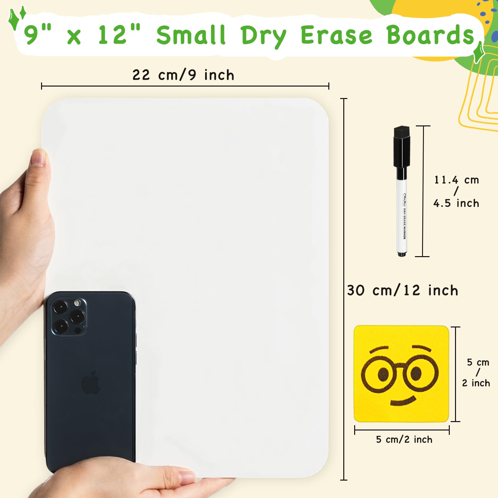 Ohuhu Whiteboard Klein A4, Doppelseitige Mini White Board mit Stiften und Radiergummis, Trocken Abwischbare, Tragbares, für Schüler, Schule, Heim Büro (30 Pack Whiteboard Set)