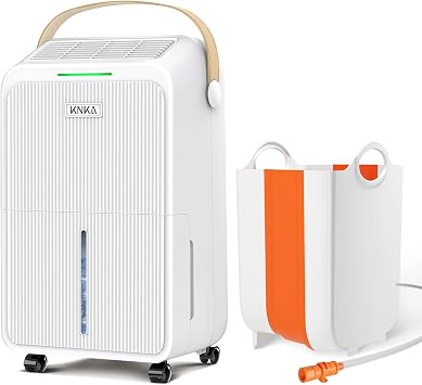 KNKA Max 34 Pints Dehumidifier with 2.64 Gal External Water Tank with Drain Hose for Basement, Bedroom, Bathroom & Large Room