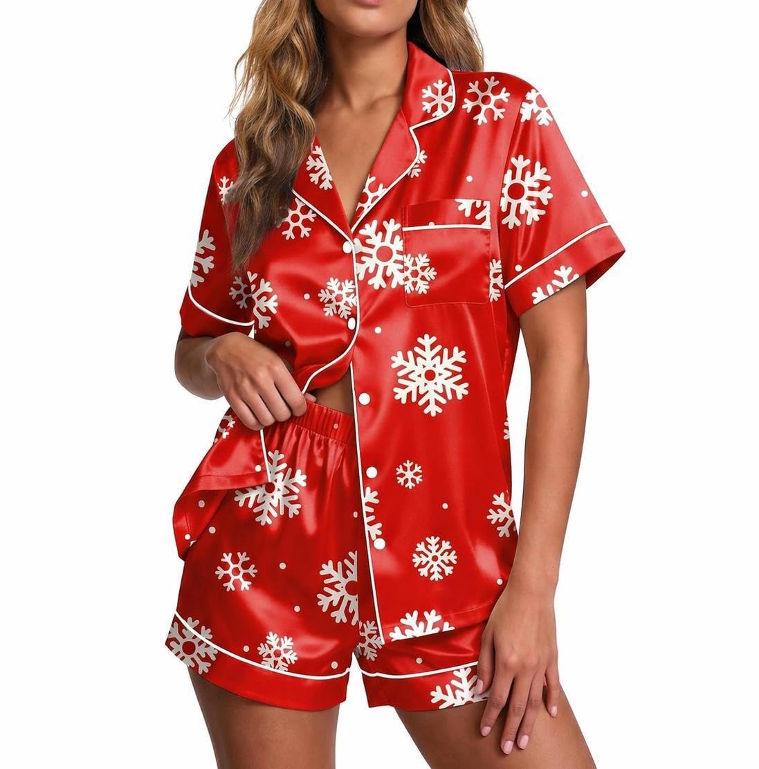 Ekouaer Pajamas for Women Set Silk Satin Pjs 2 Piece Button Down Sleepwear