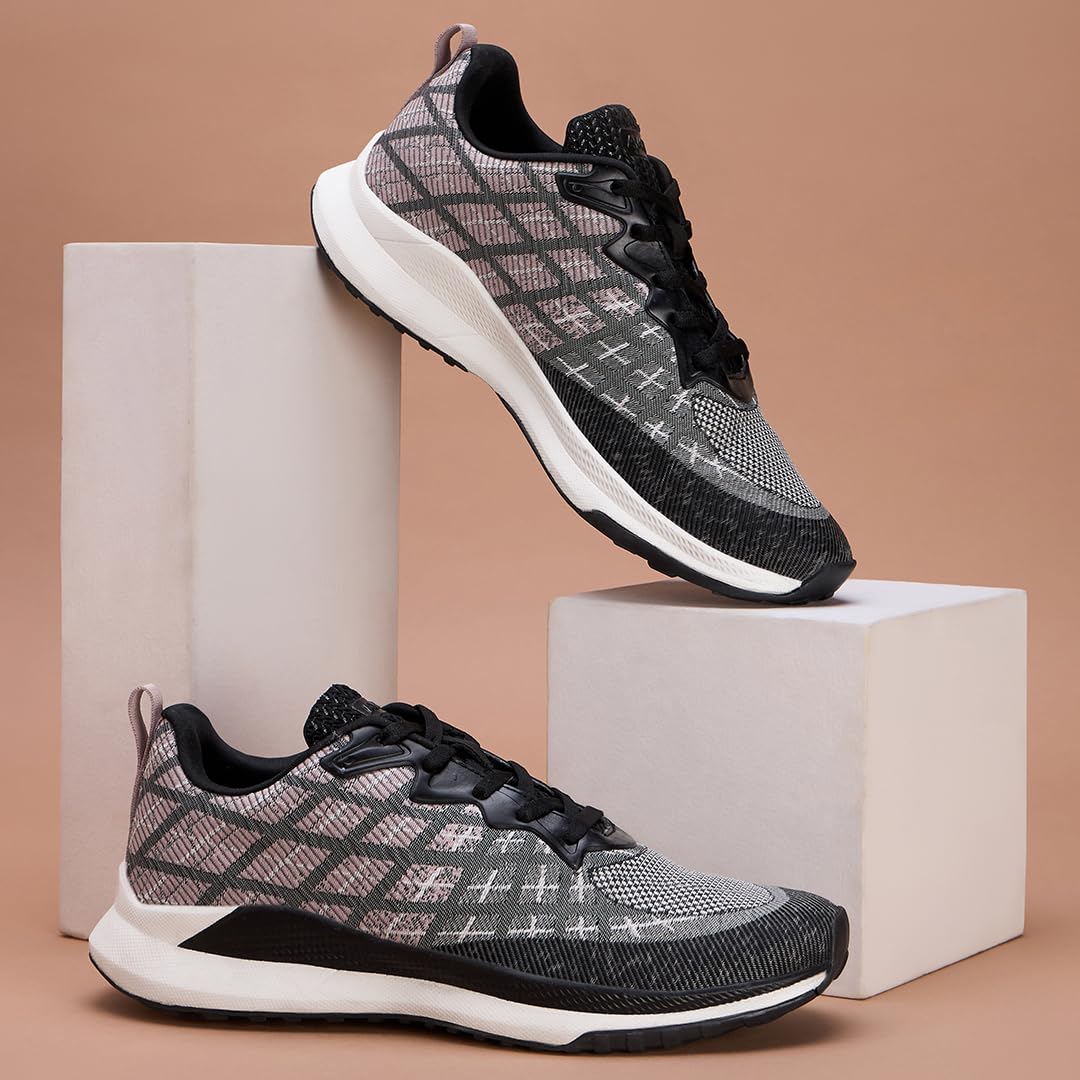 AVANT Men's DriftX Running and Training Shoes-Superior Traction,Anti Skid, Lightweight, Multi Directional Flexibility, Enhanced Cushioning, Sports Footwear (AVMSH137CL01UK8_Grey/Peach) 1