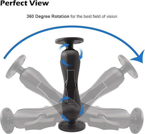 Miniatura 7 de WINDFRD Soporte de bola doble de aluminio de 1.5 pulgadas con dos placas redondas AMPS, tableta, soporte para buscador de peces, brazo de doble