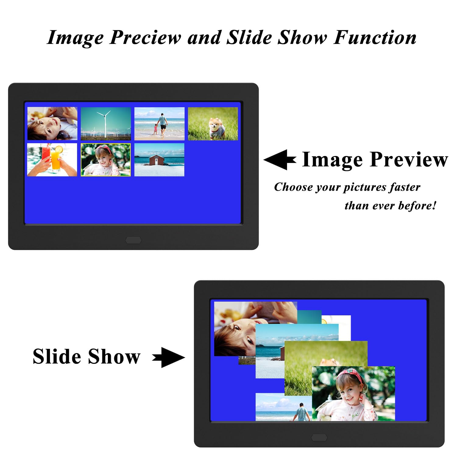 Zedify 10.1 Inch Digital Photo Picture Frame 1280x800 IPS Display With Photo Music Video Player Calendar Alarm, Auto Power On/Off, Wall Mountable With Remote, Gift For Family & Friends - View #3