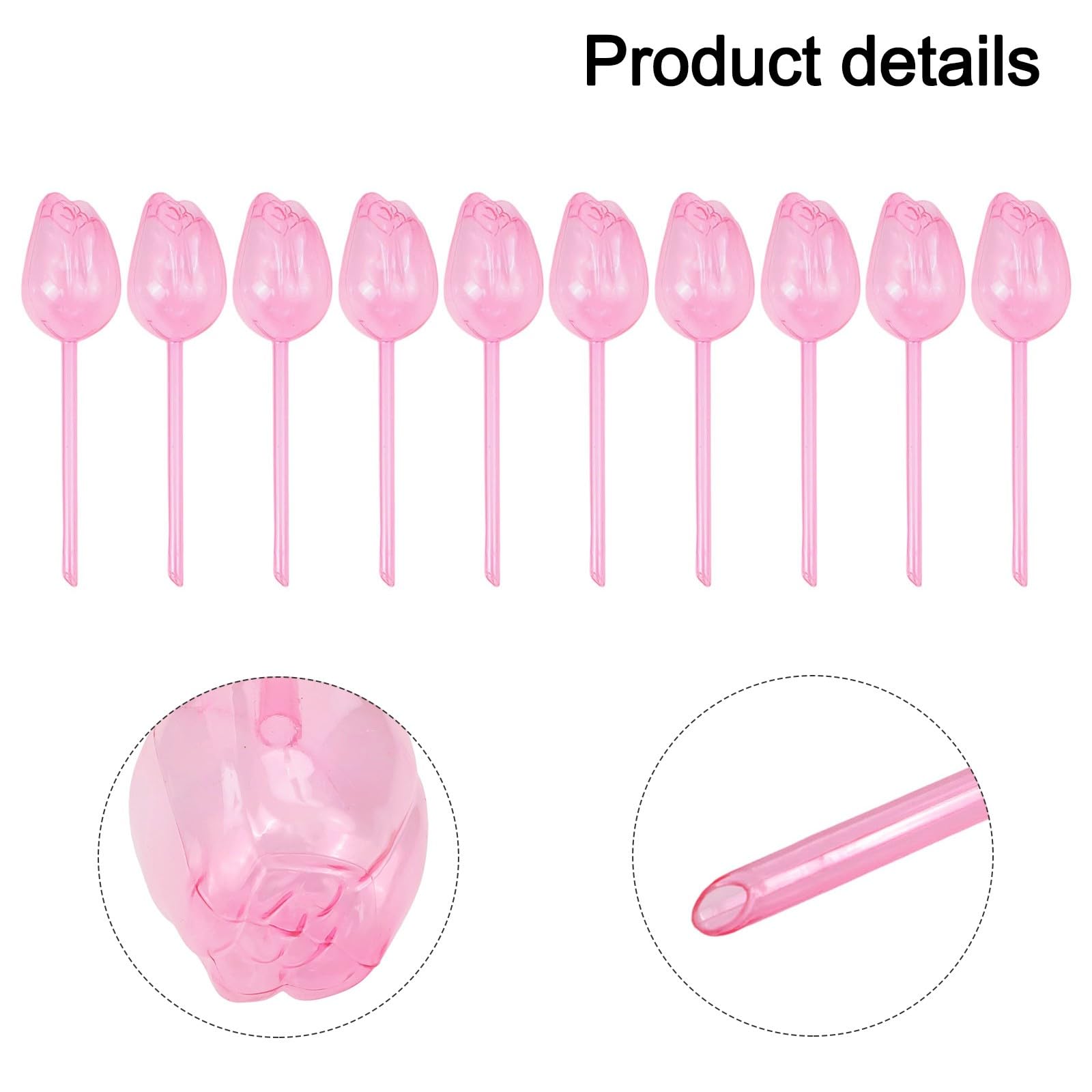 Lot de 10 globes d'arrosage en forme de tulipe pour plantes, dispositif d'arrosage automatique avec goutteur en PVC, fournitures d'irrigation de jardin d'intérieur et d'extérieur Rose