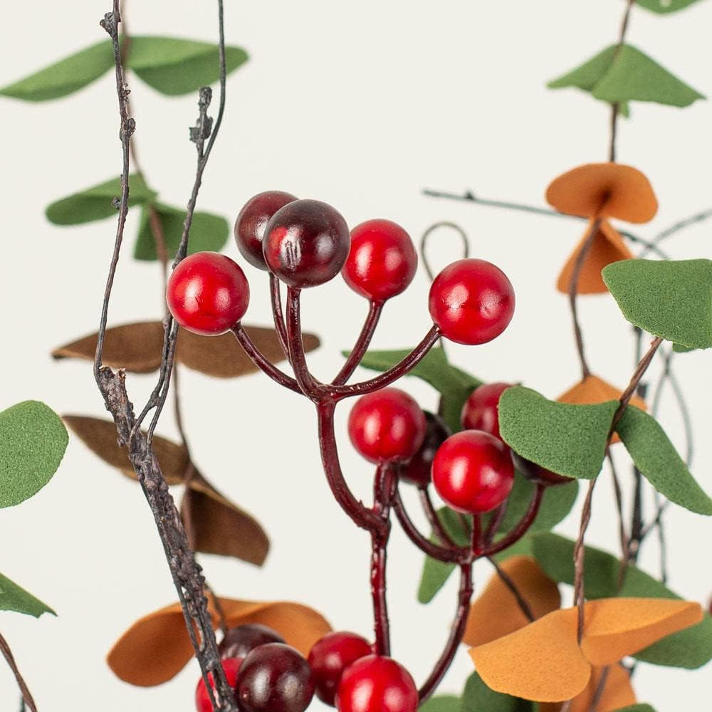 Factory Direct Craft Harvest Artificial Eucalyptus, Pinecones and Berries Stem - for Fall Decor Thanksgiving Flower Arranements and Autumn Displays (27" H)