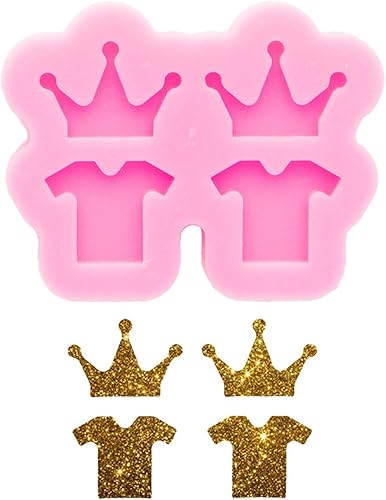 Mini corona y camiseta súper brillantes en forma de pendientes, molde de resina, molde de resina para manualidades, moldes epoxi, fabricación de