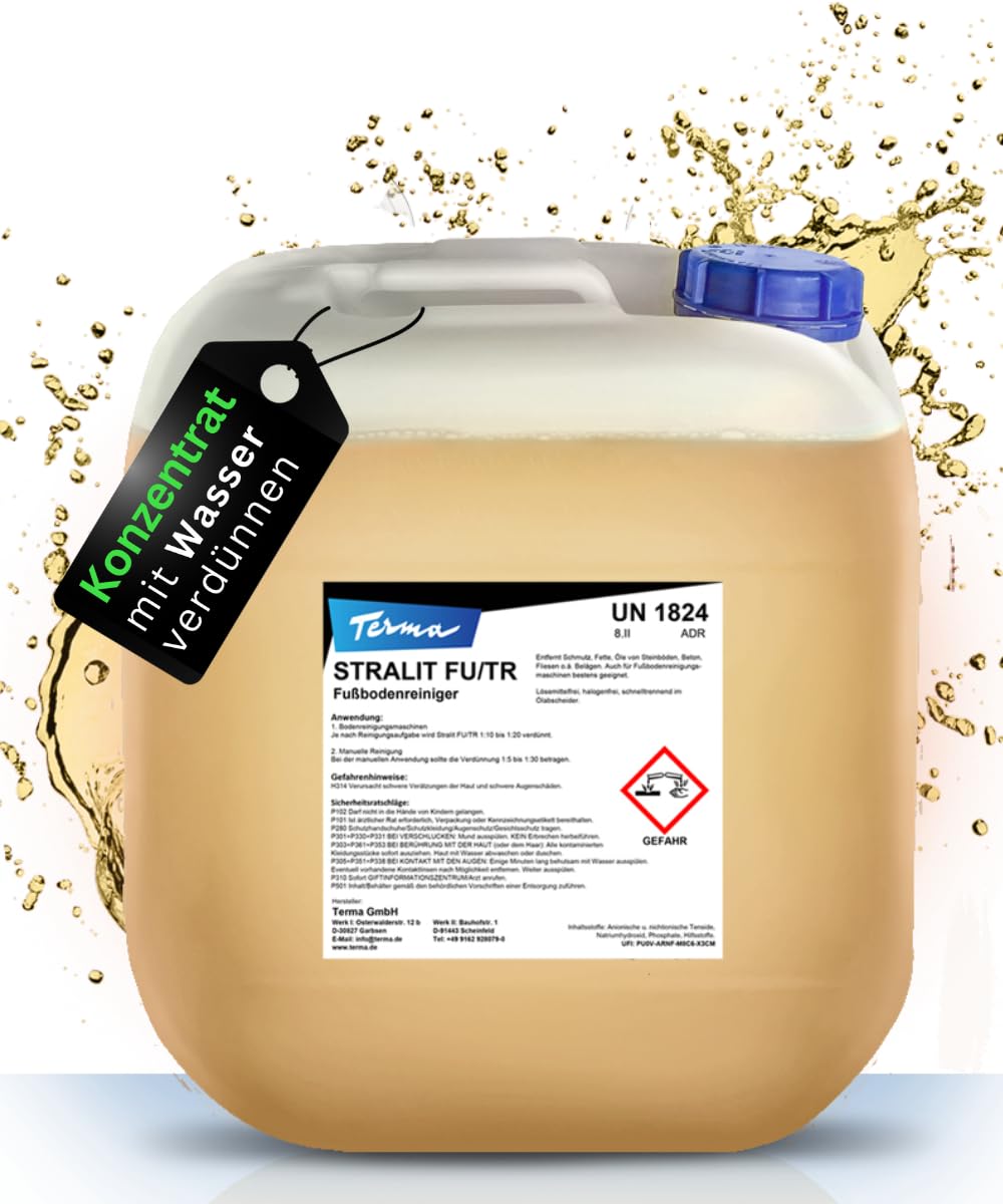 Terma alkalischer Werkstatt Fußbodenreiniger Stralit FU/TR 20L Werkstattreiniger Konzentrat Bodenreiniger Industriereiniger für Hochdruckreiniger Öl- und Fettverschmutzungen in Werkstätten