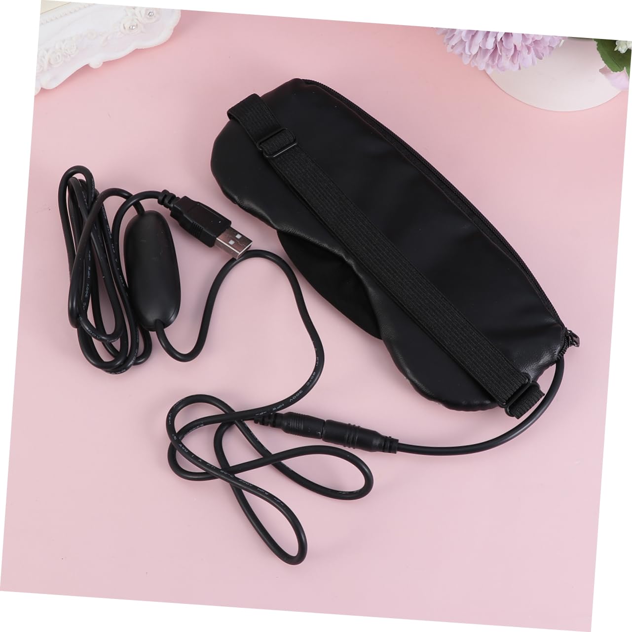 COLLBATH Máscara de Ojos USB Vapor para Aliviar Fatiga Ocular de Cabeza, Antifaz de Cuero Recargable Adecuado para Oficina y Viajes