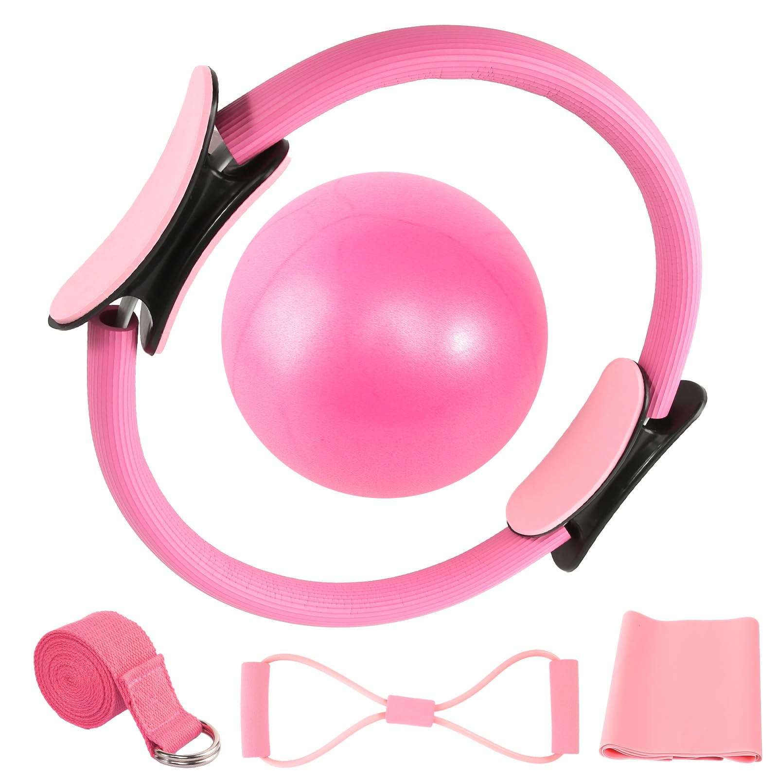 Pilates Set für Zuhause Pilates Essential Kit für Frauen mit Pilates Ball 25 cm Pilates Ring Yogagurt 2 Pilates Resistance Band, Pilates Zubehör Set Home Pilates Kit Gymnastik Pilates Equipment