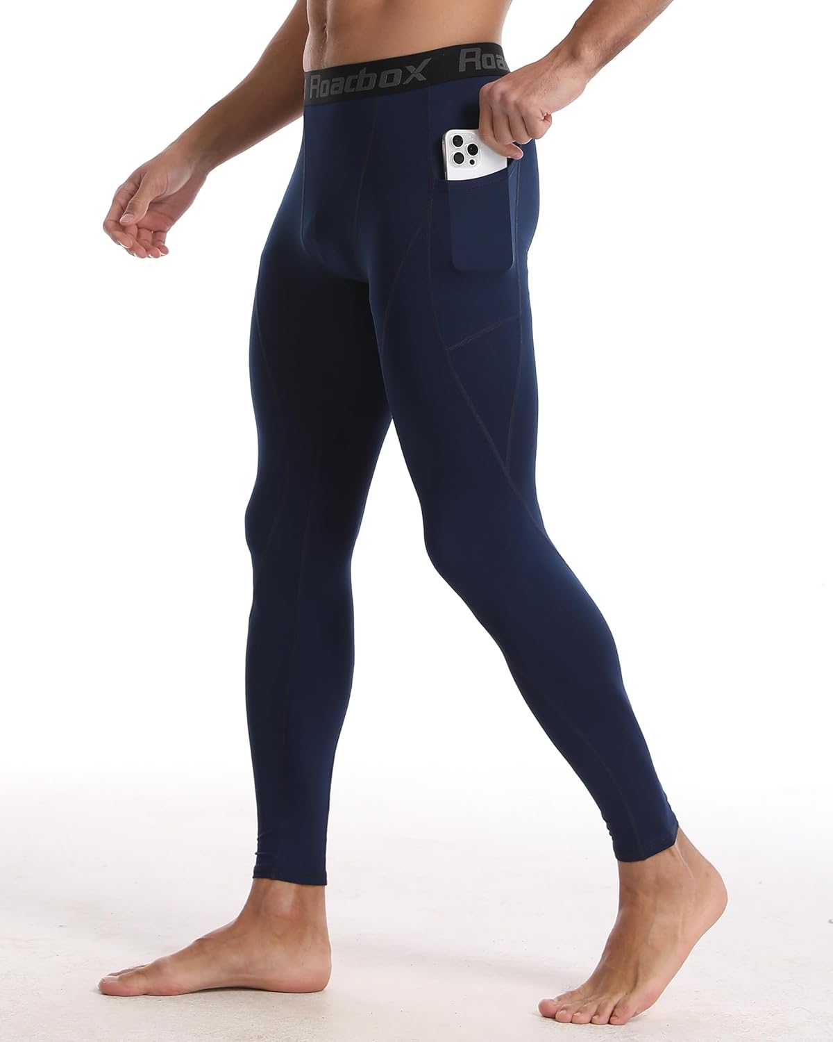 Roadbox 2 Pack Men's Compression Pants, Quick Dry Running Tights Leggings with Pockets, Athletic Base Layer for Workout Gym - Image 4