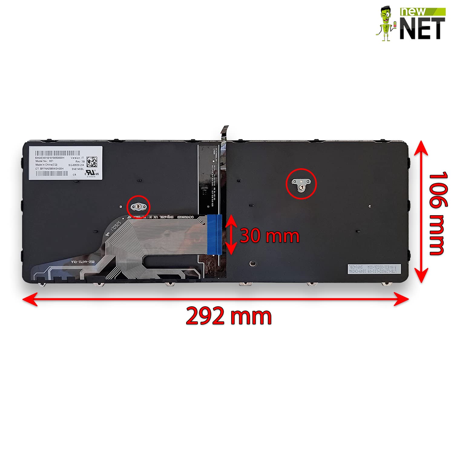 new net - Tastiera Compatibile con Notebook HP ProBook 11 G1 430 G3 430 G4 440 G3 440 G4 640 G2 640 G3 645 G2 645 G3 [Frame Nero - Retroilluminata - Layout ITA]