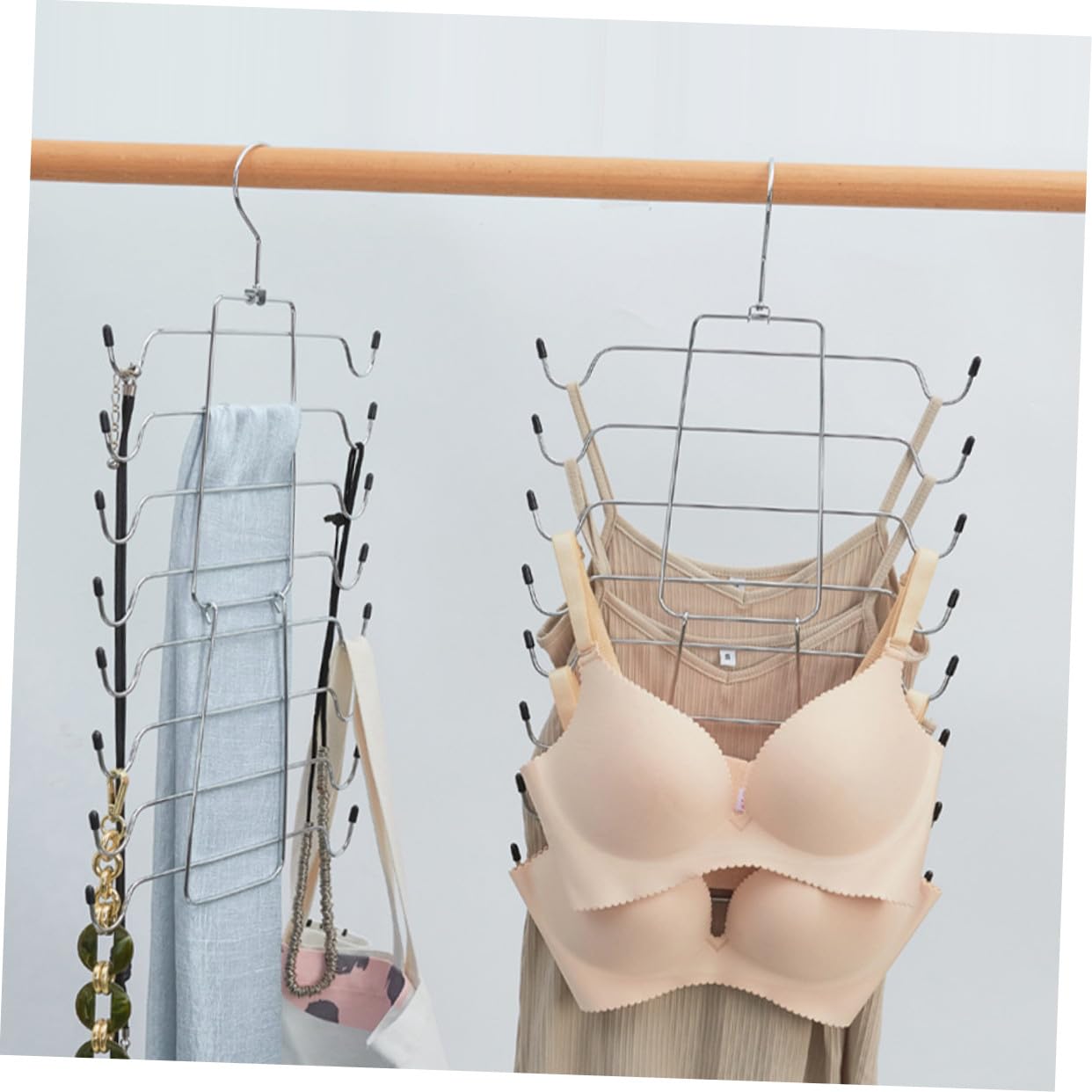 2 pezzi Appendini Reggiseni Pieghevoli a Strati in Acciaio Resistente per Canotte e Biancheria Intima Design Rotante e Robusto per Armadi e Viaggi