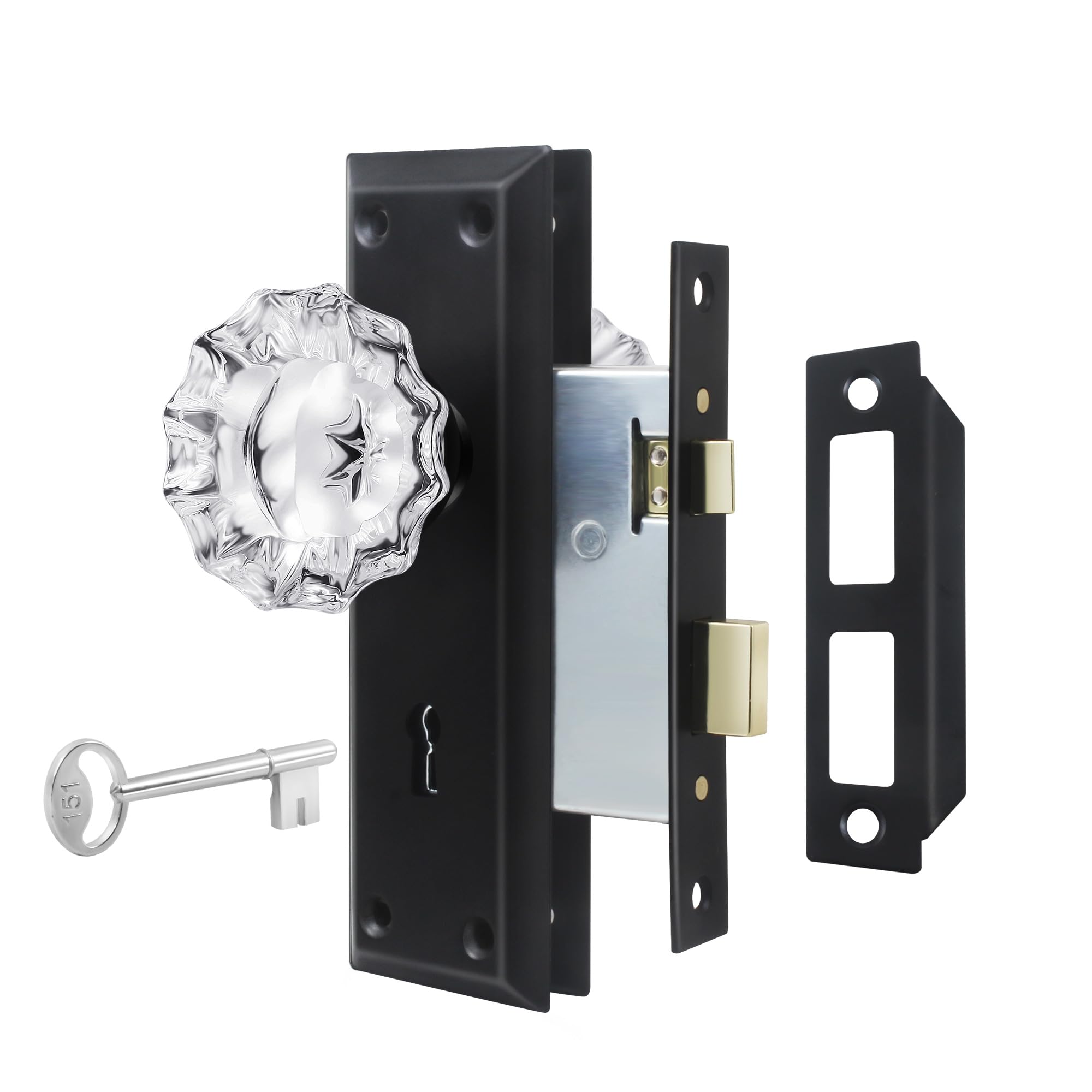 Crystal Glass Door Knobs - Mortise Lock Set -8