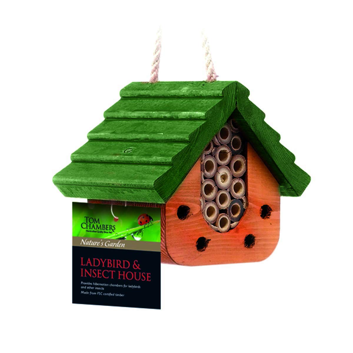 Maison coccinelle et insectes en bois brut avec fentes d'hivernage isolées