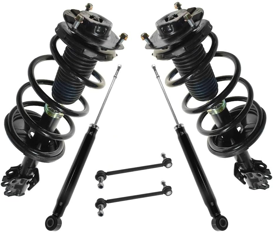 TRQ Front and Rear Suspension Kit Complete Strut & Coil Spring Assembly Shock Absorber Sway Bar Stabilizer Link Compatible with 2004-2010 Toyota Sienna