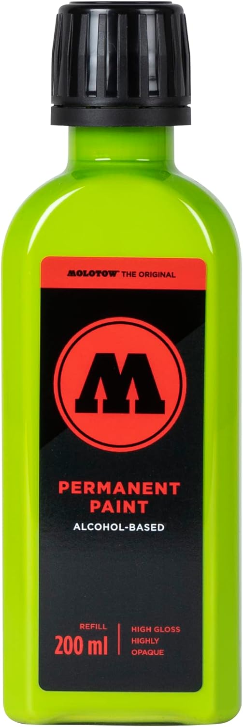 Molotow Permanent Paint Marker Refill - 200ml Glossy Alcohol Based Quick Drying Colour (Gold)