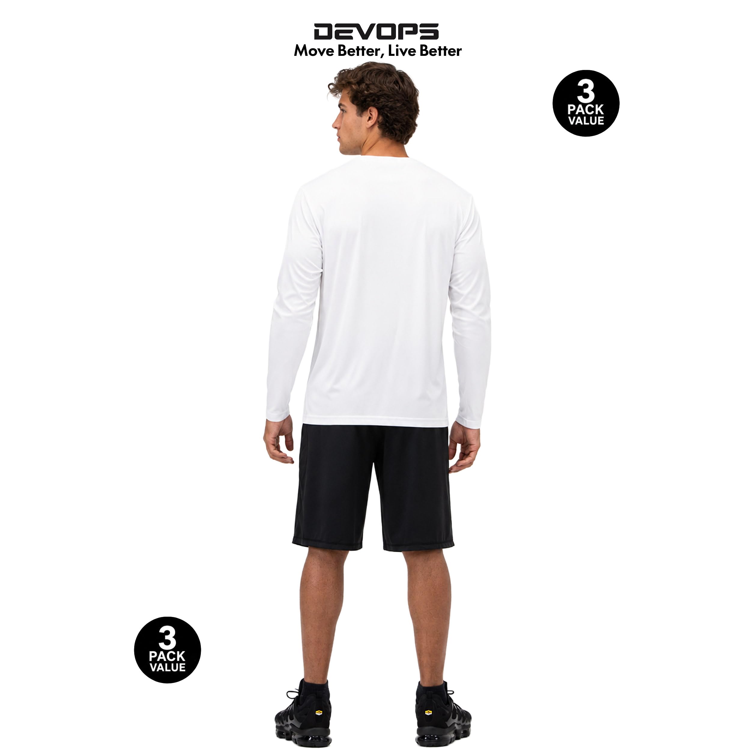 DEVOPS Paquete de 2 protección solar UPF manga larga para 50+ Dri Fit pesca senderismo correr 3 entrenamiento X-Large