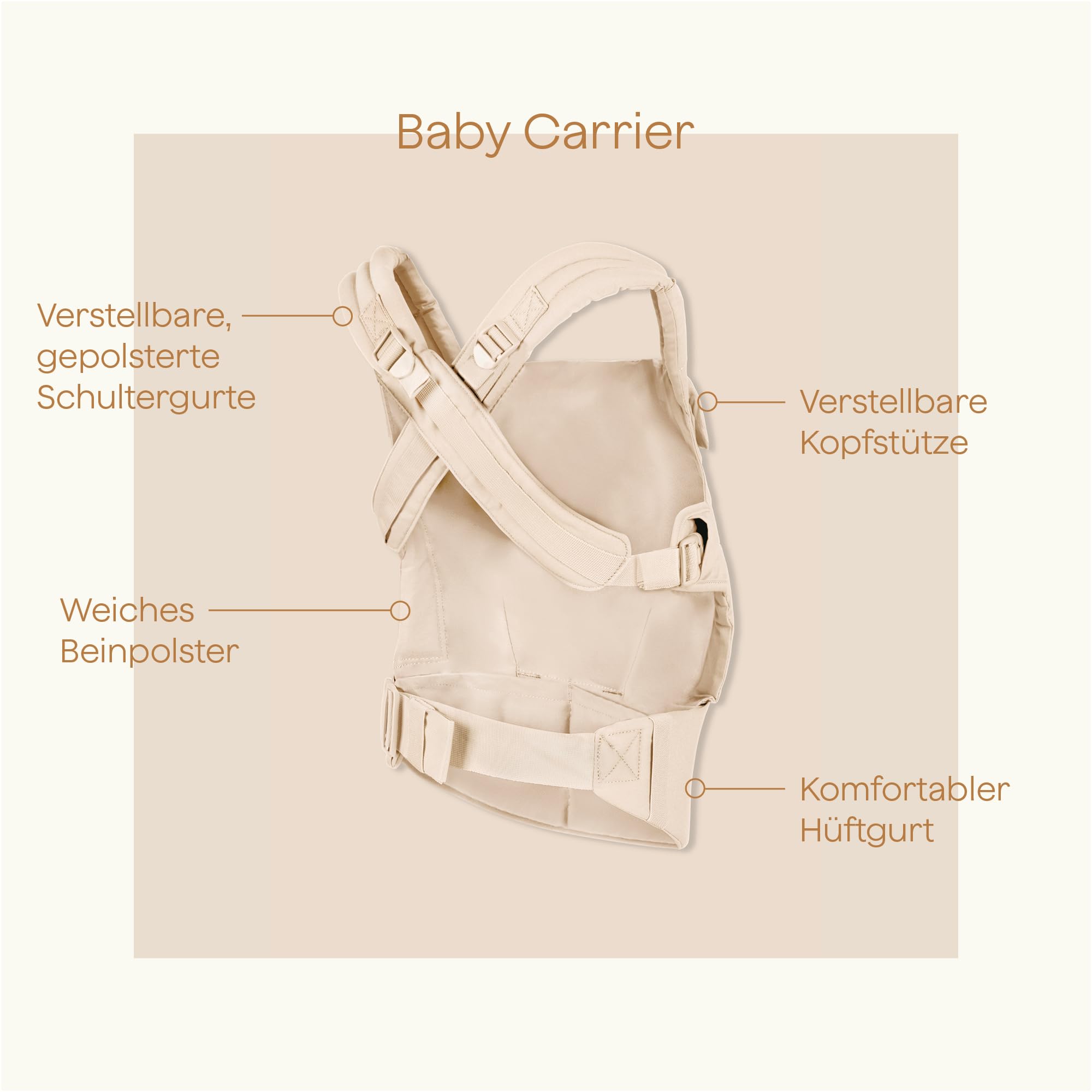 Baby Carrier - Babytrage bis 20 kg - Ergonomische Bauch- und Rückentrage - Vanilla Cream