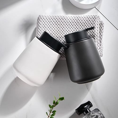 Miniatura 7 de Dispensador de jabón blanco de 12 onzas, dispensador de jabón de manos de loción de cerámica con bomba fácil de presionar, dispensador de jabón