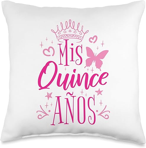 15 Birthday Quinceanera Gifts Sweet 15 - Almohada mexicana para fiesta de cumpleaños de quinceañera Mis Quince Años, 16 x 16 pulgadas, multicolor