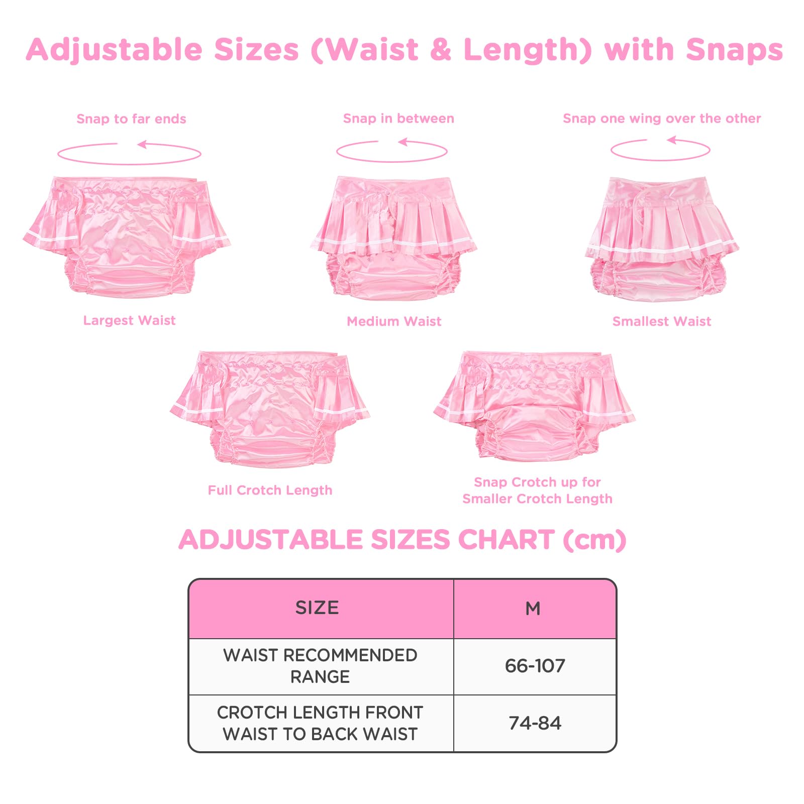 LittleForBig Waschbarer Verstellbarer Wiederverwendbarer Wasserdichter Stoffwindel Sissy Schulmädchen Überhose Bezug für Erwachsene Rosa M