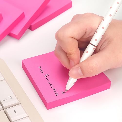 Miniatura 7 de Notas adhesivas de 3 x 3 con 6 colores brillantes, fáciles de colocar para oficina, tiro, hogar, 6 blocs por paquete, 100 hojasbloc (rojo rosa)