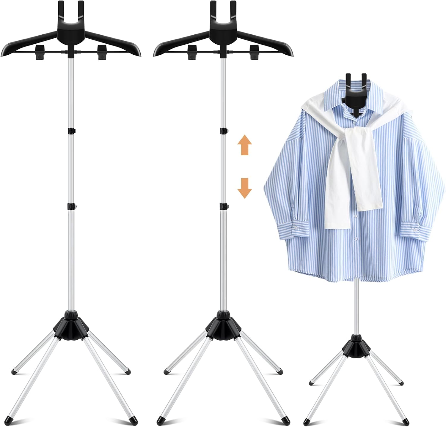 Patelai 2 Pack Adjustable Shirt Display Stand 32-63 Inch, Foldable Clothing Display Stand Mannequin Torso for Retail Vendors, Multi-use Steamer Rack for Clothes Garment