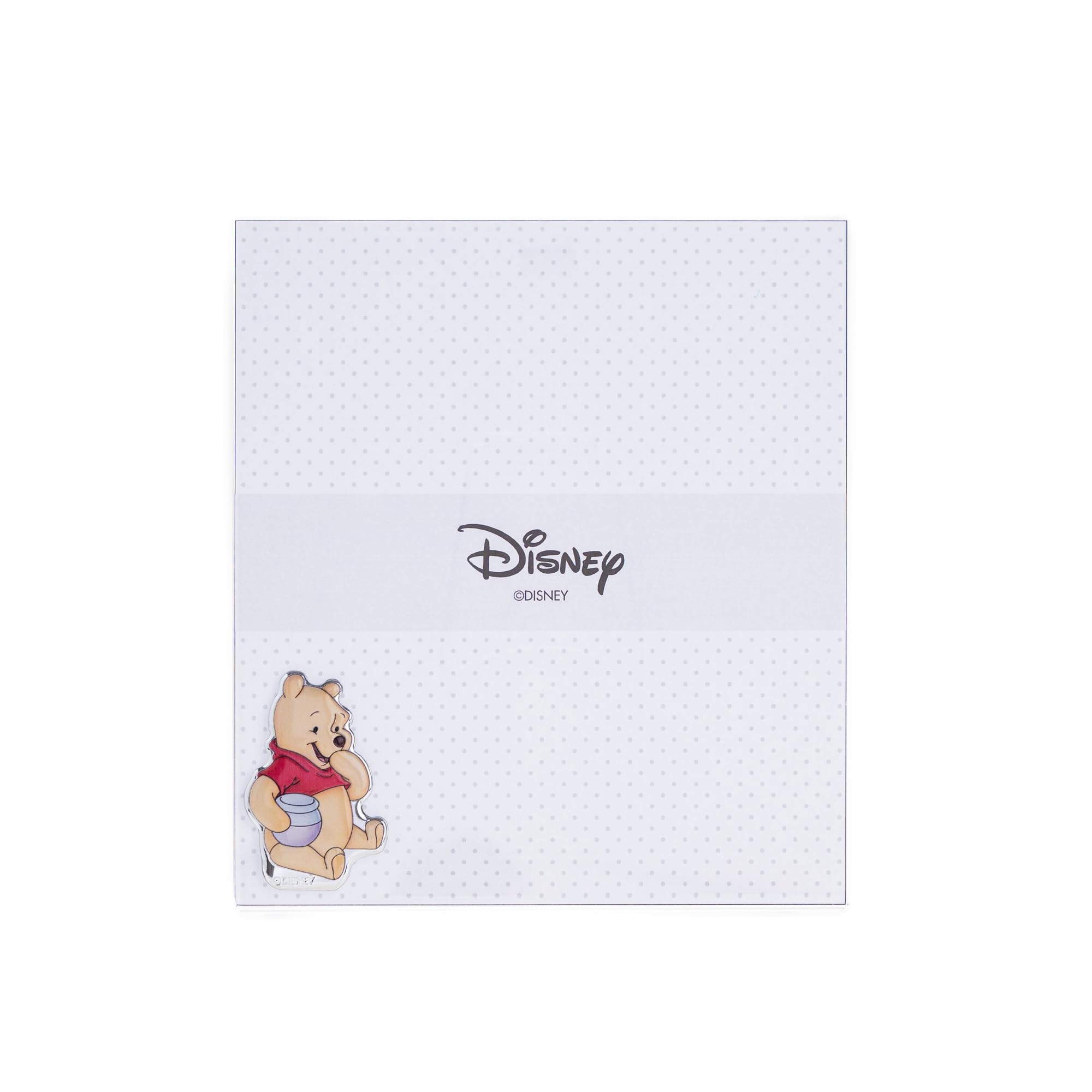 Valenti&Co – Disney Baby – Winnie The Pooh – Cornice Portafoto da Tavolo in Plexiglass con Applicazioni in Argento 3D a Colori, Ideale come Decorazione Cameretta Bambini (20x18 cm)