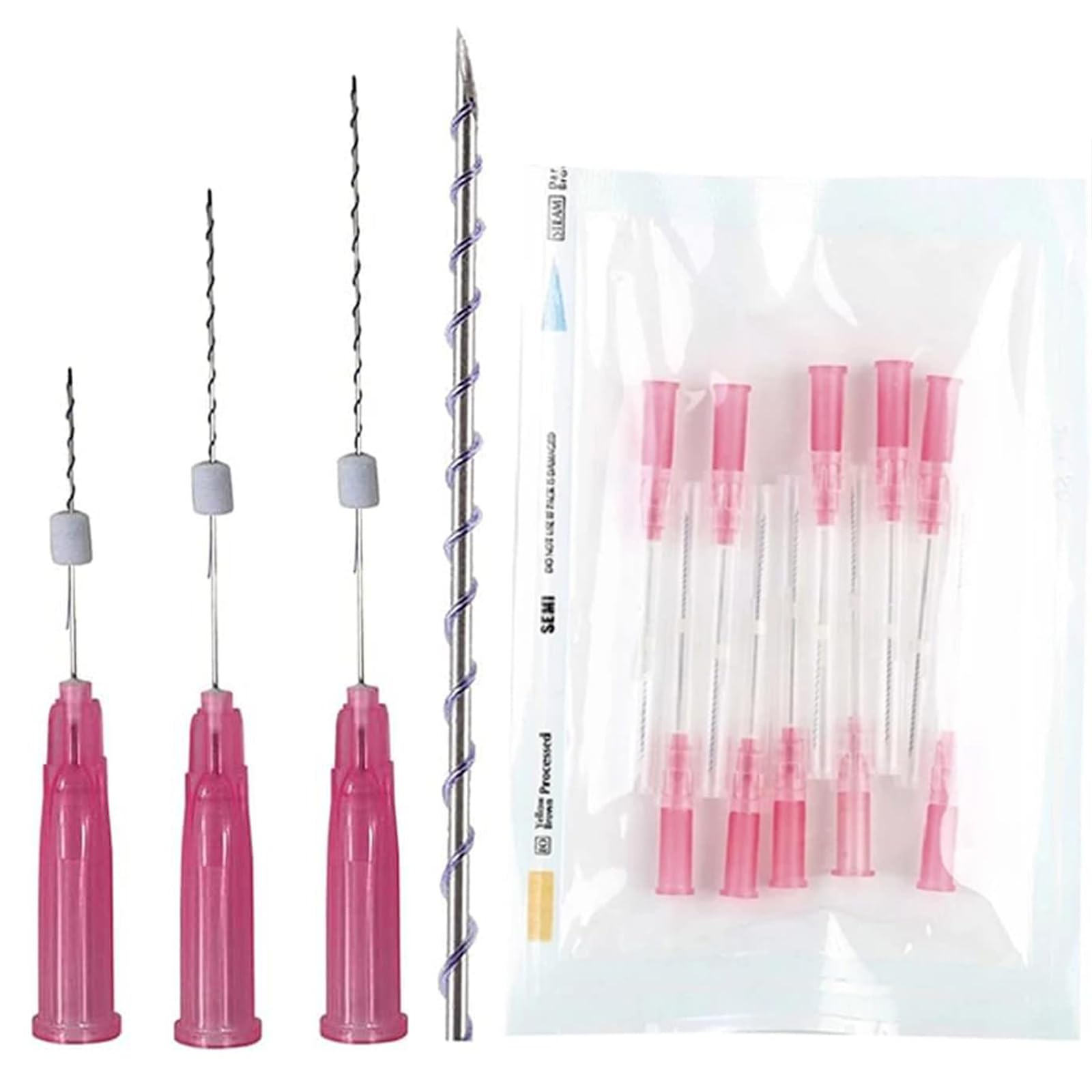 Secret Line PDO Fäden – Twin Screw Type, 50 Stück (26G, 6 Cm), Für Face & Body Lifting