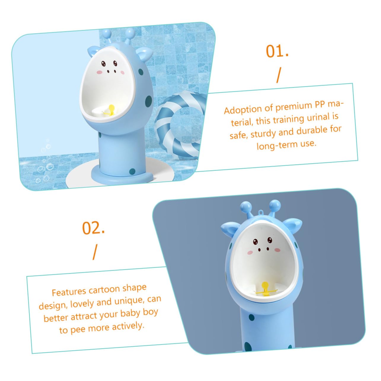 Portable Boys Urinal Potty for Toddlers Wall-Mounted Suction Design Cartoon to Clean for Potty Training