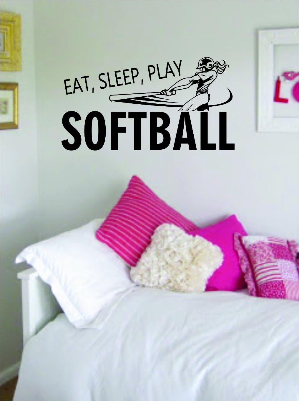 Eat Sleep Play Softball Version 2 Sticker Decal Wall Vinyl Art Sports