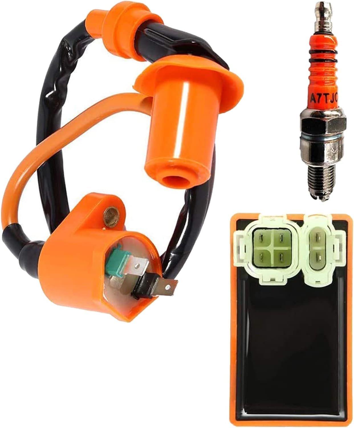 Performance Racing 6 Pins AC CDI Box + Ignition Coil + Spark Plug for Gy6 150cc 125cc 50cc Scooter Moped ATV Go Karts