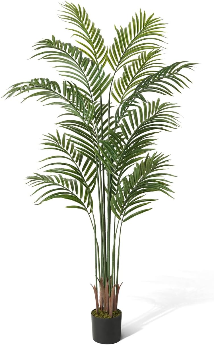 CAPHAUS 5FT Artificial Palm Tree Potted, Realistic Fake Palm Plant for Indoor & Outdoor, UV Resistant Low Maintenance Faux Tree for Home Office, Living Room, Covered Patio Decor