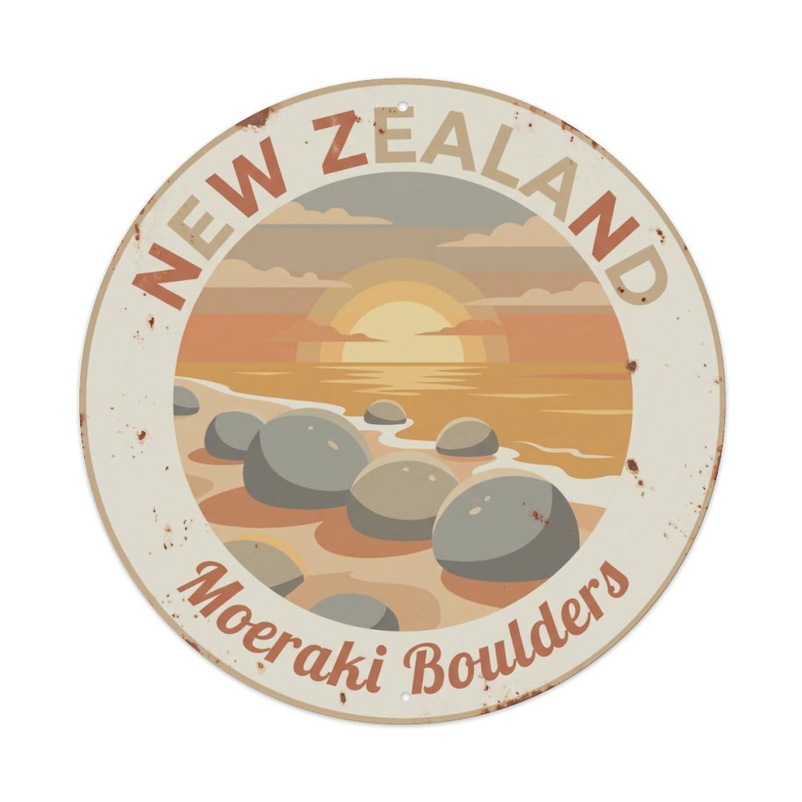 Vintage Travel New Zealand Ancient Vintage Metal Tin Sign Plaque Wall Decor for Cafe, Club Bar, Office, Garden Metal Poster 8x8Inch