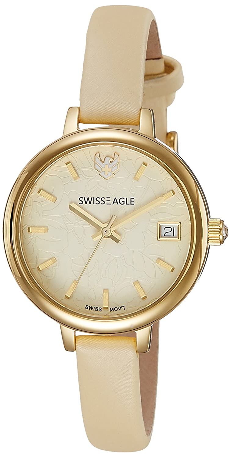 Swiss EagleAnalog White Dial Women's Watch-SE-9098LS-YG-09