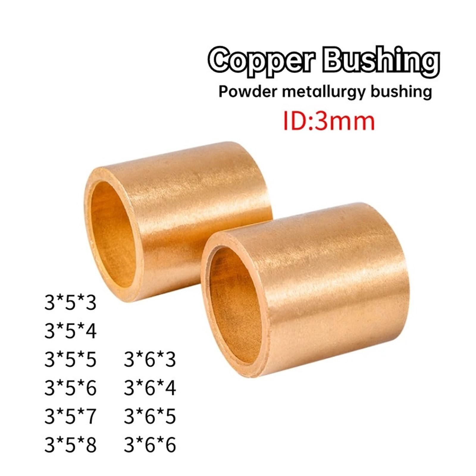 Paliers Lisses, Bague de roulement en Bronze, métallurgie des poudres, diamètre intérieur 3 mm, Plusieurs Tailles, Paquet de 10(3x5x5)