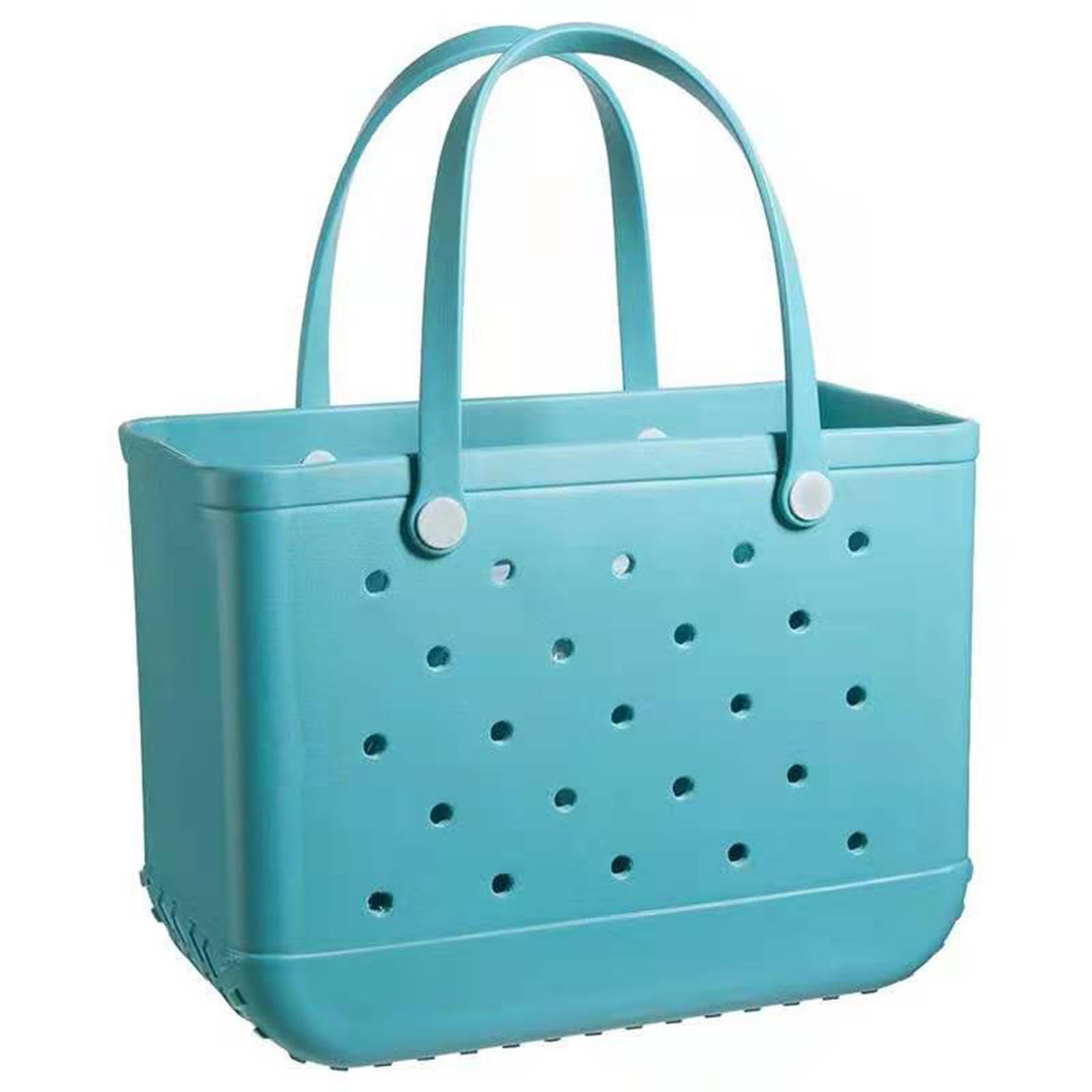 Grande borsa da spiaggia in gomma, borsa da viaggio impermeabile da donna, borsa da viaggio lavabile, elegante da donna, borsa per la spesa in gomma con fori, borsa per sport, spiaggia, mercato,