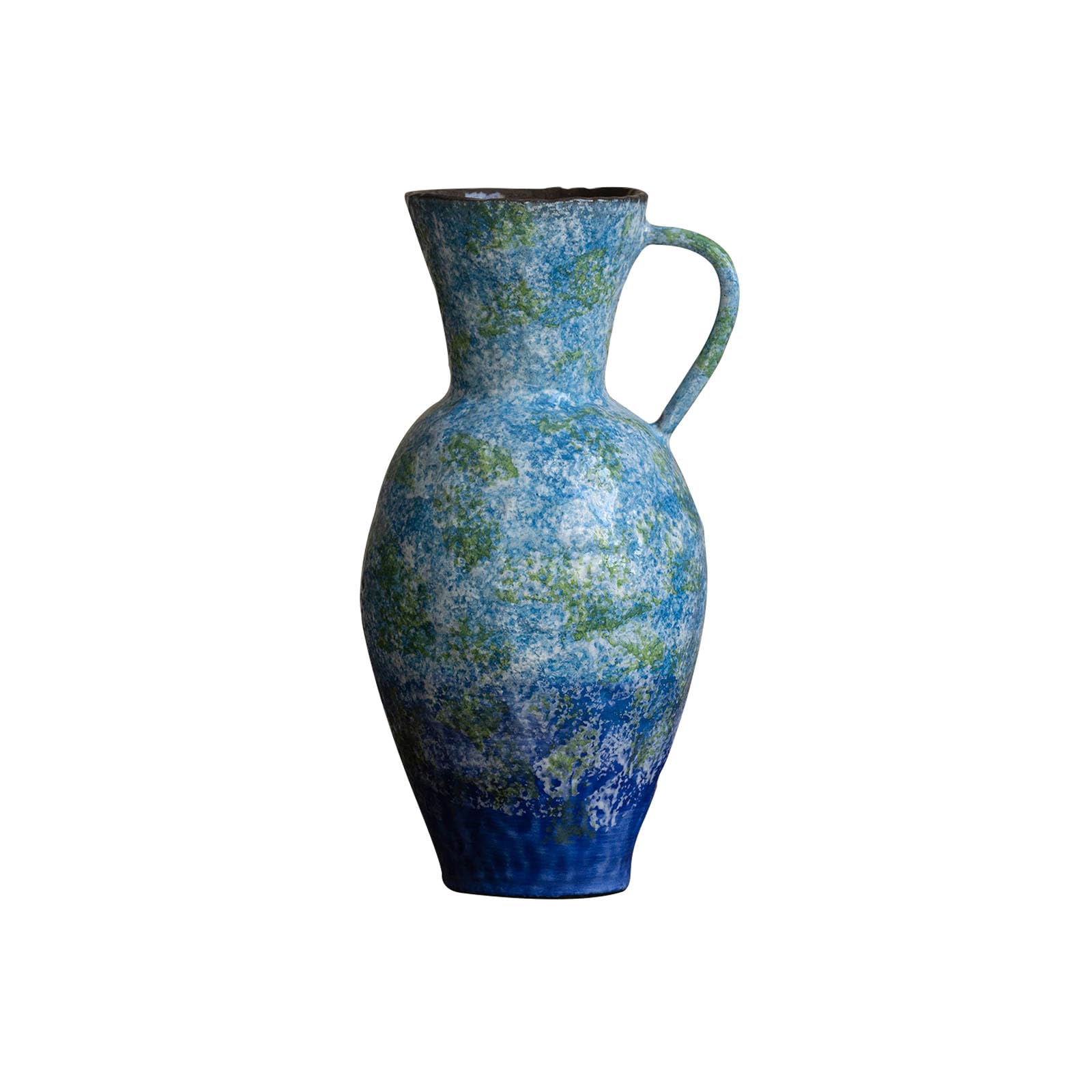 Nzzkoides Blue D Ceramic Blue Vase For Dried Flowers, Vintage Art Vase, Ornament For Living Room, Bedroom, Study Room, Shelf, Floor, Various Styles(Size:20 * 20 * 23Cm,Color:blue D)