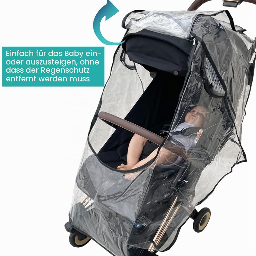 Kinderwagen Regenschutz Kompatibel mit Cybex Coya, Eezy Twist, Libelle, Windschutz, transparentes EVA-Material, großes Frontfenster