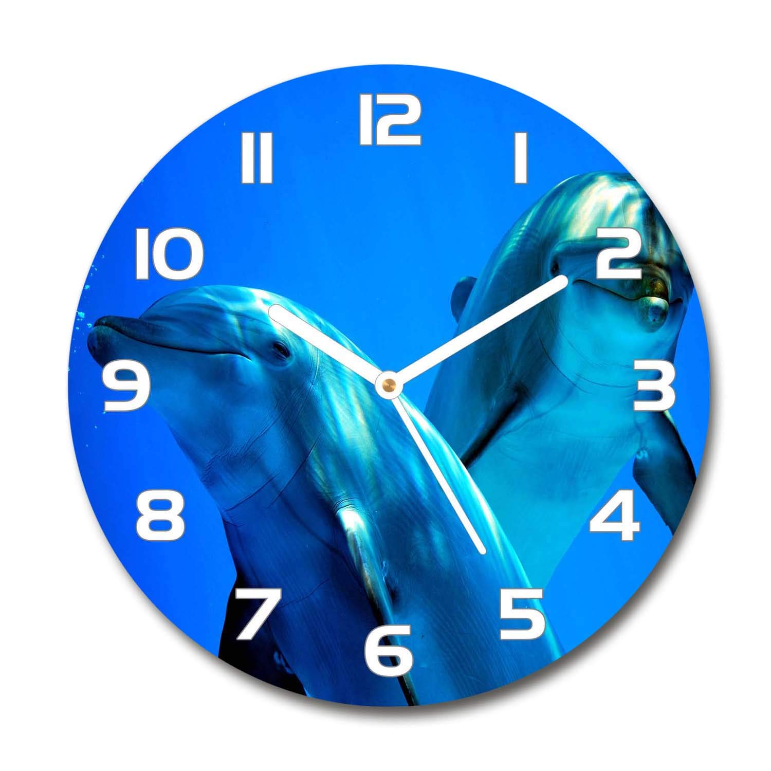Horloge silencieuse sur pied Tulup en verre de sécurité 30cm dauphins